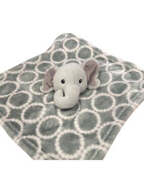 HB Hudson Baby Soft Plush Elephant Security Blanket Gray Circles Lovey BabyCore